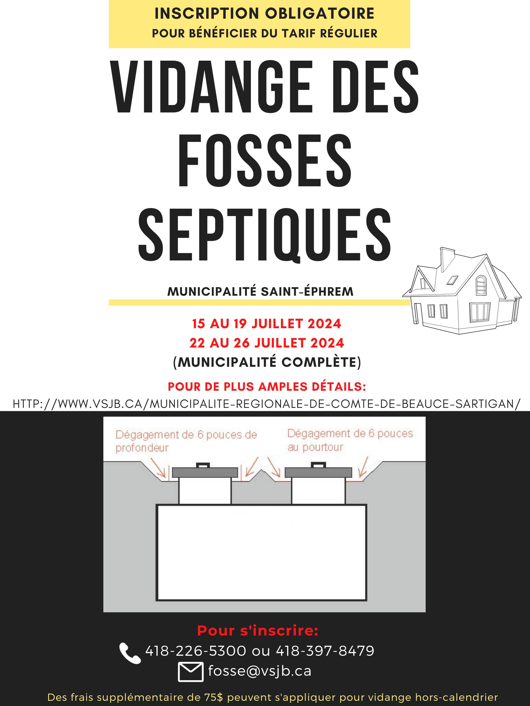Vidange des fosses septiques - MRC Beauce-Centre pour 2023 - Ville de  Saint-Joseph-de-Beauce