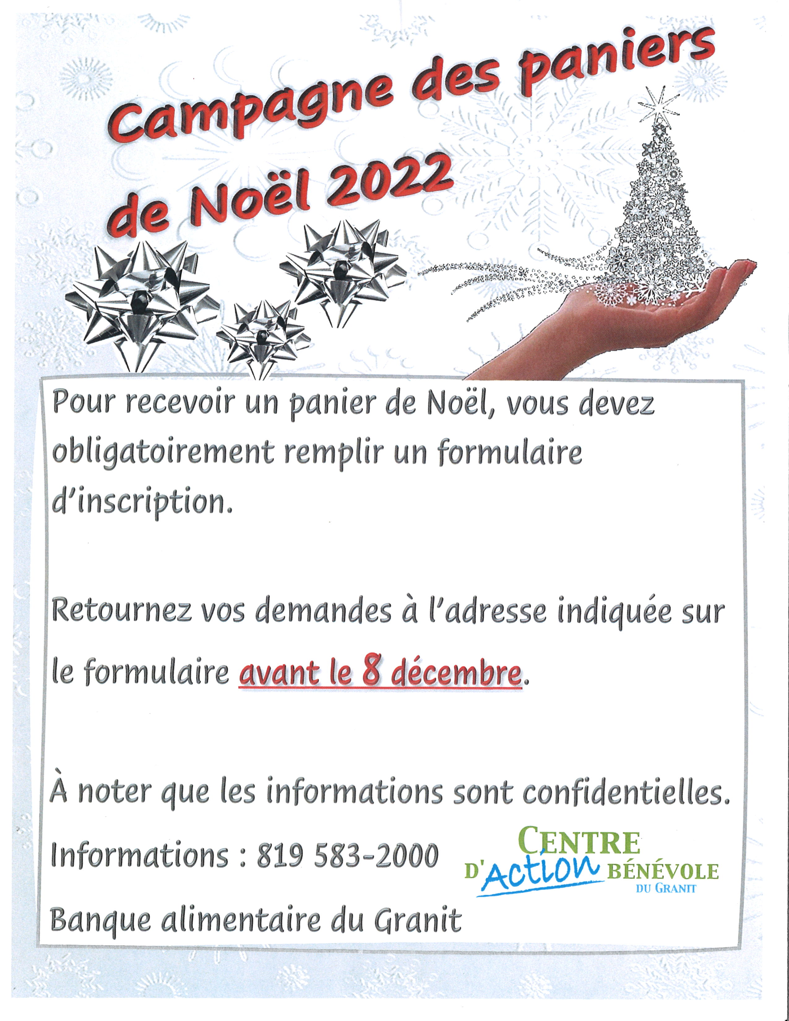 Inscriptions aux paniers de Noël - 30 NOVEMBRE - Ville de Rigaud