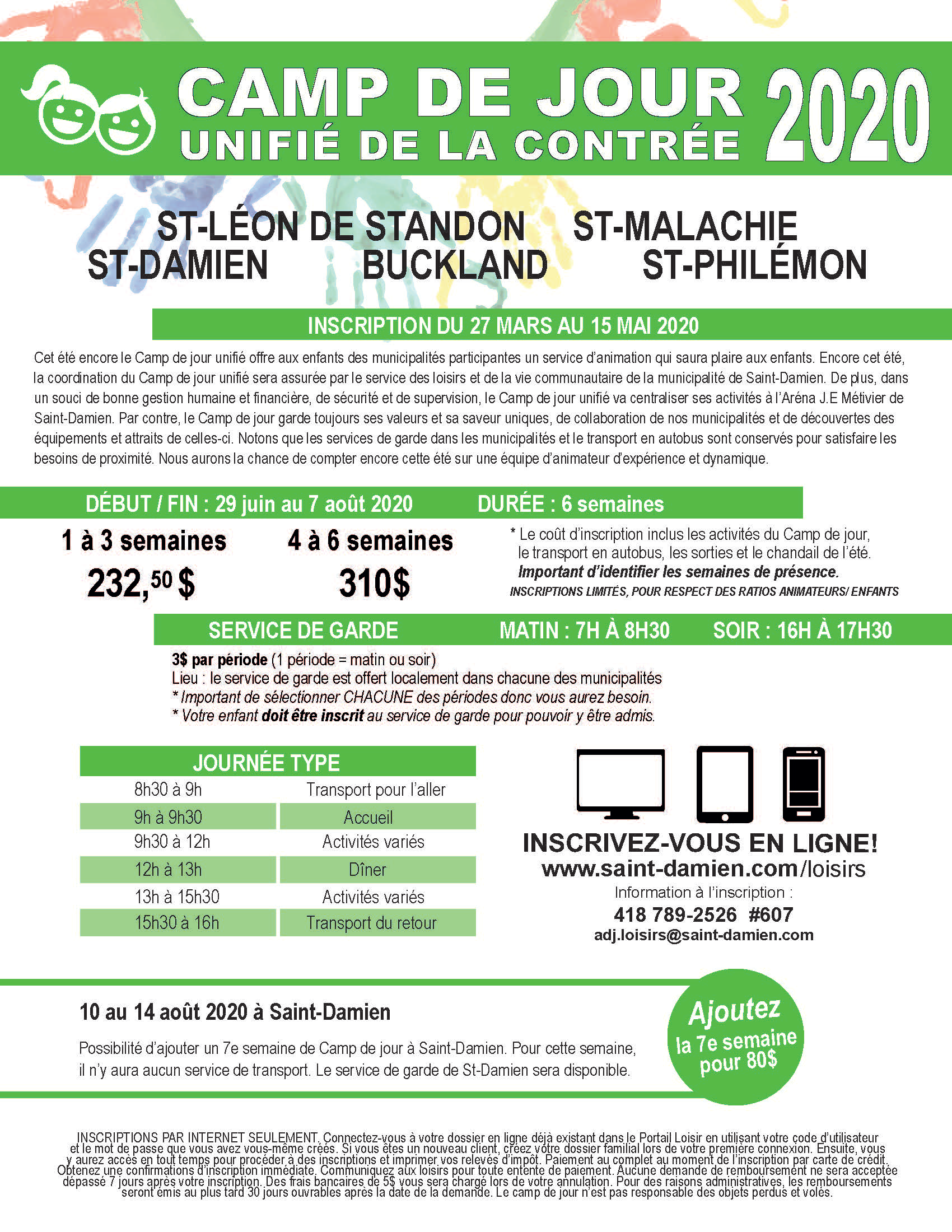 Camp de jour unifié Municipalité de SaintPhilémon