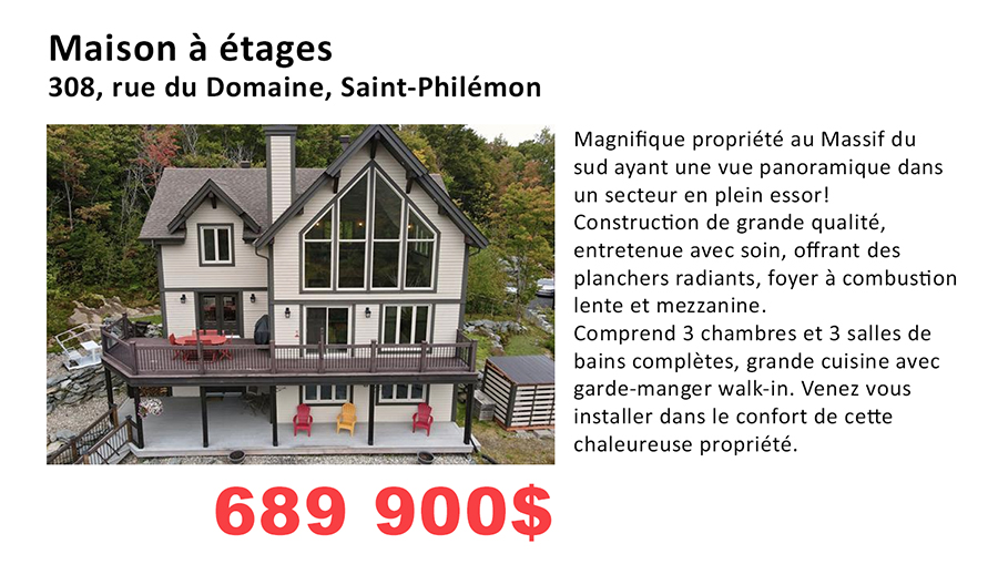 Propriétés à vendre / à louer Municipalité de SaintPhilémon