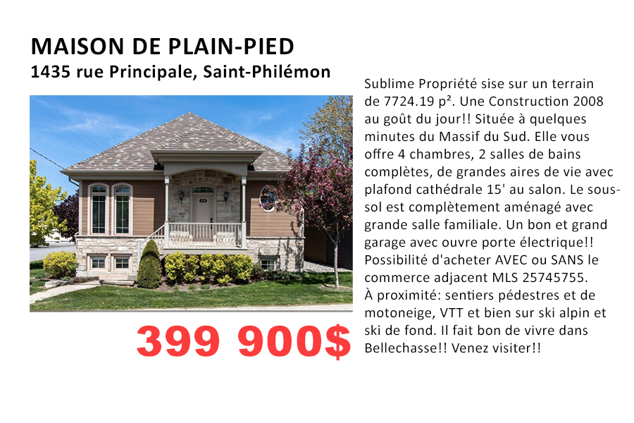 Propriétés à vendre / à louer Municipalité de SaintPhilémon