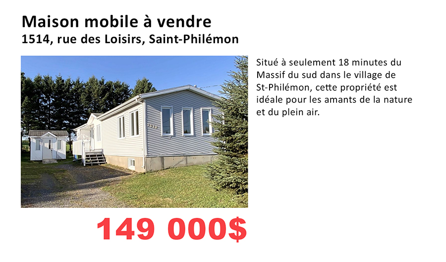 Propriétés à vendre / à louer Municipalité de SaintPhilémon